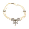 Edwardian GIA Certified Saltwater Pearl & Old Euro Cut Diamond Necklace
