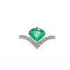 Bague en émeraude colombienne naturelle à coupe fantaisie en or blanc 18k