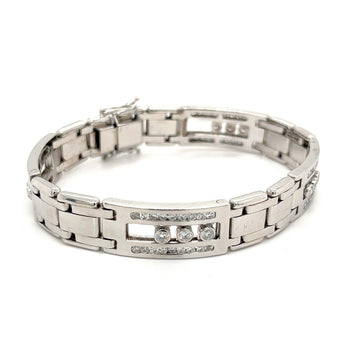 Bracciale da uomo a maglie con diamanti naturali incastonati a canale flottante in oro bianco 14K – Assay Jewelers