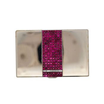 French Art Deco 20 Carat Gold Burma Ruby & Diamond Invisible Set 18K Gold Hinged Box – Assay Jewelers