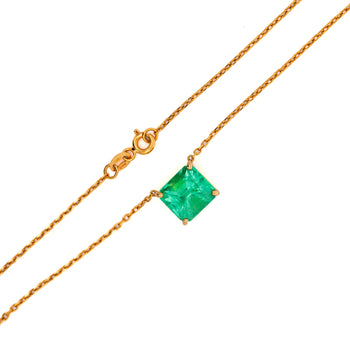 GIA 4.02 Ct Colombian Emerald Solitaire Floating 18K Gold Pendant Necklace – Assay Jewelers
