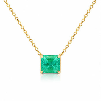 GIA 4.02 Ct Colombian Emerald Solitaire Floating 18K Gold Pendant Necklace – Assay Jewelers