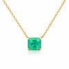 GIA 4.02 Ct Colombian Emerald Solitaire Floating 18K Gold Pendant Necklace
