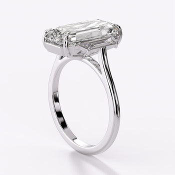 GIA 6.16 Carat Emerald Cut Diamond and Trapezoid Three Stone Engagement Ring – Assay Jewelers