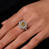 GIA Cert. 1.65 Carat Fancy Intense Yellow Diamond Double Halo Ring