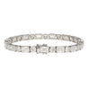 GIA Cert. 22 Carat Emerald & Round Lab Diamond Tennis Bracelet 18K White