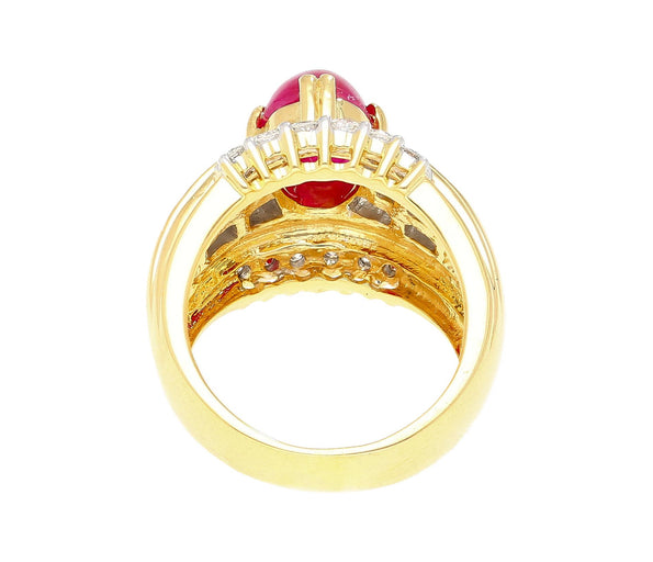 GIA Cert. 3.93 Carat No Heat Ruby & Diamond Vintage Cocktail Ring