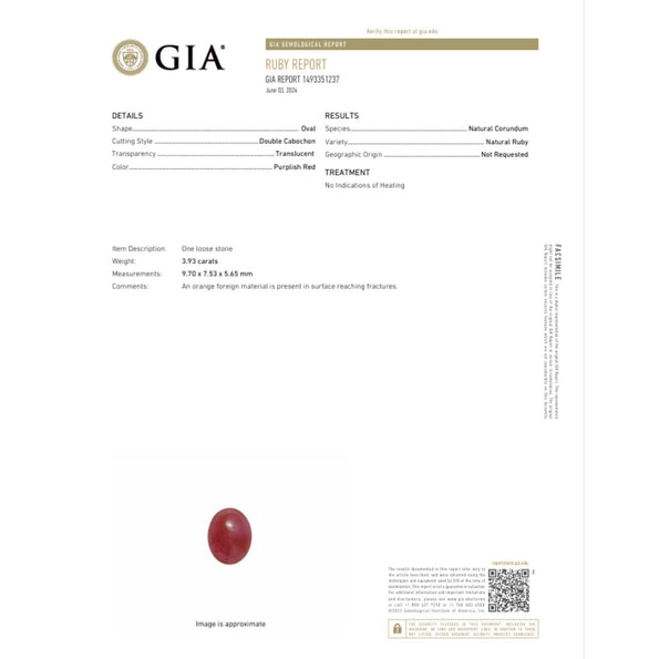 GIA Cert. 3.93 Carat No Heat Ruby & Diamond Vintage Cocktail Ring