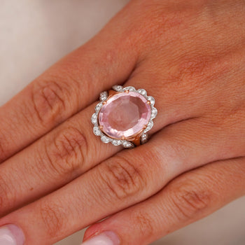GIA Cert. 8.5 Carat Morganite & Diamond 18k Rose Gold Cocktail Jacket Ring – Assay Jewelers