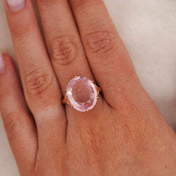 GIA Cert. 8.5 Carat Morganite & Diamond 18k Rose Gold Cocktail Jacket Ring – Assay Jewelers