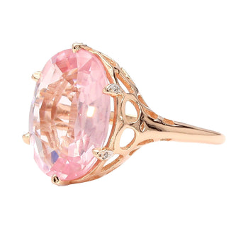 GIA Cert. 8.5 Carat Morganite & Diamond 18k Rose Gold Cocktail Jacket Ring – Assay Jewelers