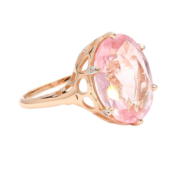 GIA Cert. 8.5 Carat Morganite & Diamond 18k Rose Gold Cocktail Jacket Ring – Assay Jewelers