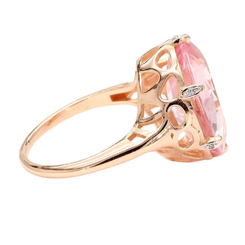 GIA Cert. 8.5 Carat Morganite & Diamond 18k Rose Gold Cocktail Jacket Ring – Assay Jewelers
