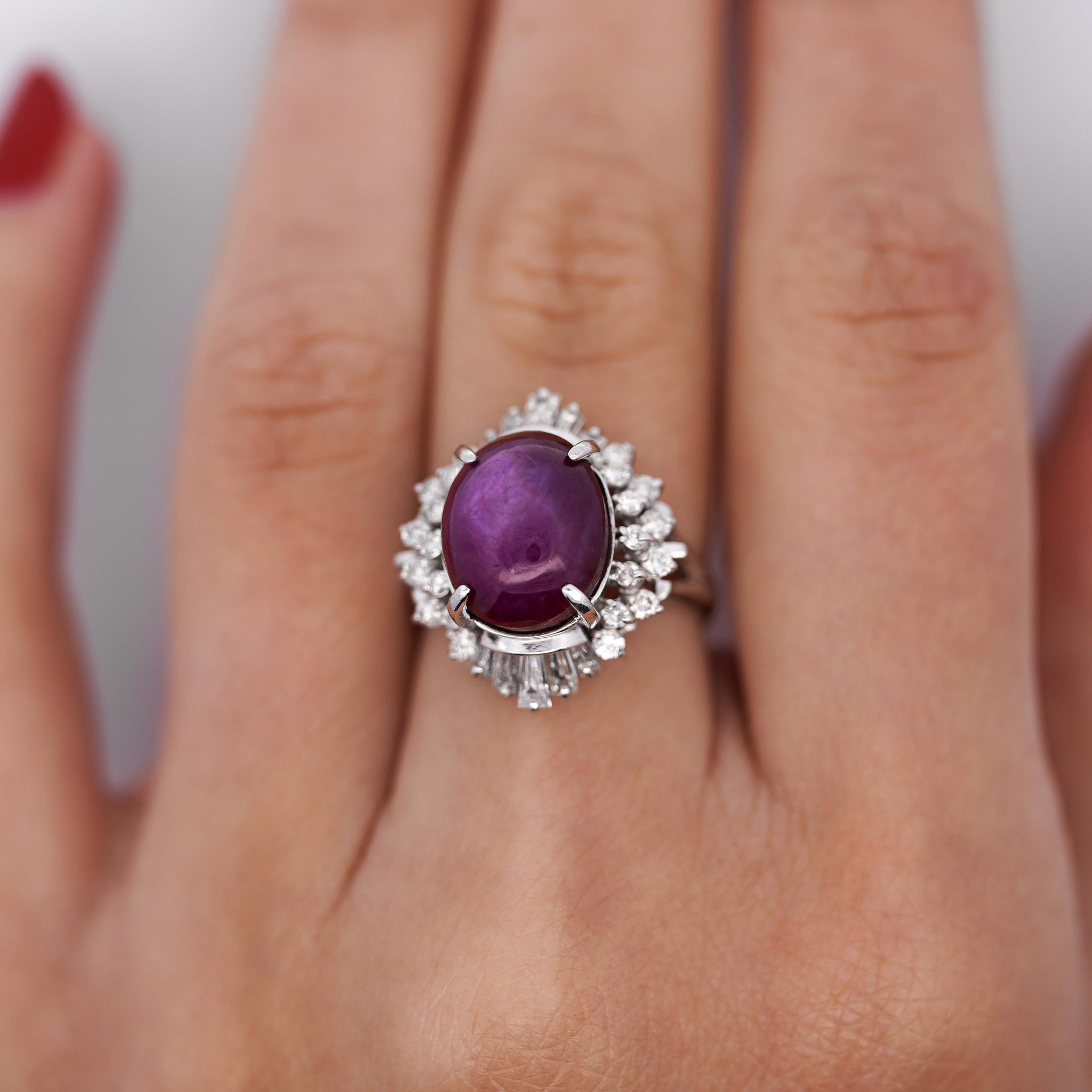 GIA Cert. 9.72 Carat No Heat Star Ruby & Diamond Platinum Cocktail Ring