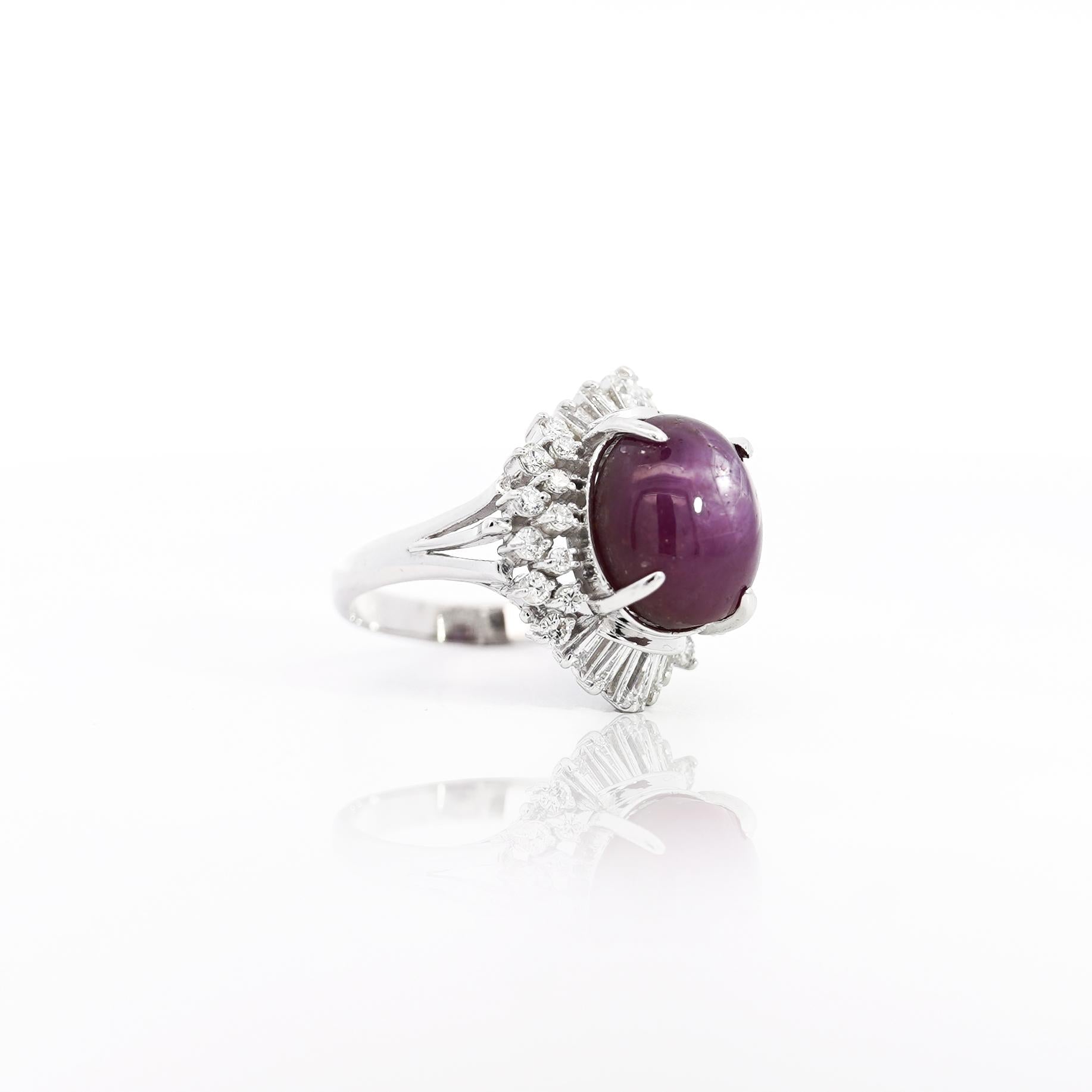 GIA Cert. 9.72 Carat No Heat Star Ruby & Diamond Platinum Cocktail Ring