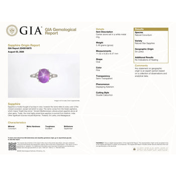 GIA Certified 10 Carat No Heat Pink Star Sapphire White Gold Cocktail Ring – Assay Jewelers