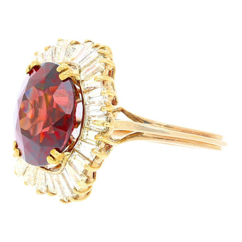 GIA Certified 10.40 Carat Red Zircon & Diamond Ballerina Cocktail Ring – Assay Jewelers