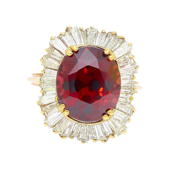 GIA Certified 10.40 Carat Red Zircon & Diamond Ballerina Cocktail Ring – Assay Jewelers