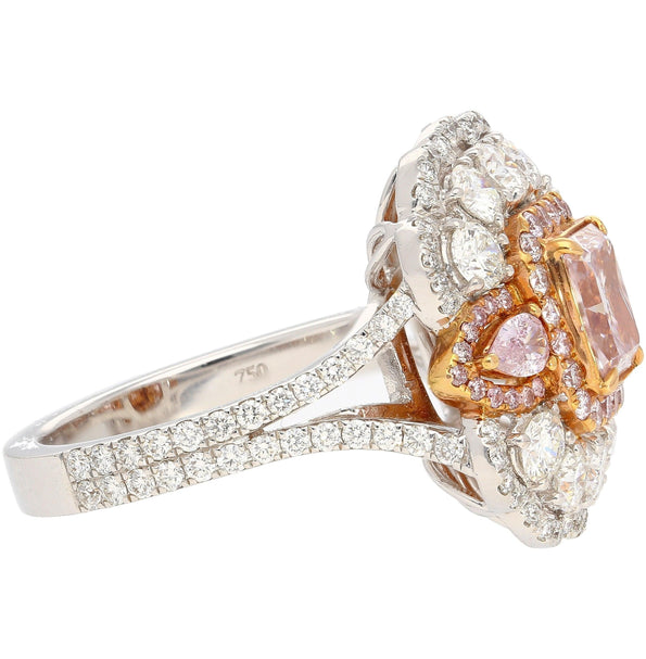 GIA Certified 1.07 Carat Fancy Light Purplish Pink Diamond Halo Cocktail Ring