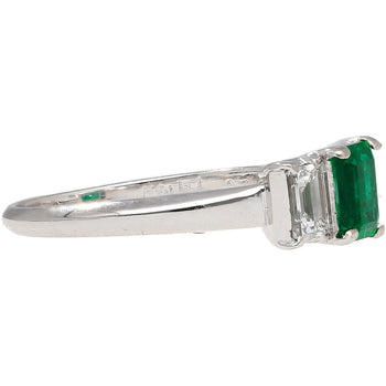 GIA Certified 1.07 Carat Square-Cut Emerald & Diamond 3 Stone Platinum Ring – Assay Jewelers