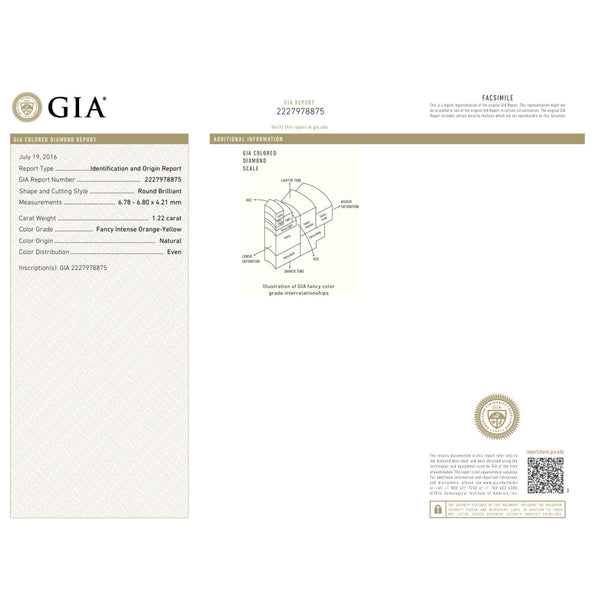 GIA Certified 1.22 Carat Fancy Intense Orange-Yellow Diamond Floral Halo Ring