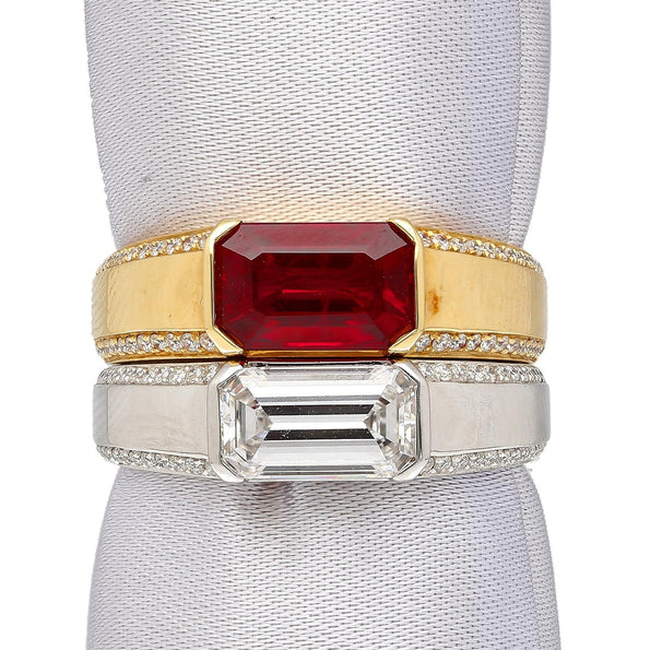 GIA Certified 1.33 Carat Emerald Cut D/VVS2 Diamond East West Band Ring