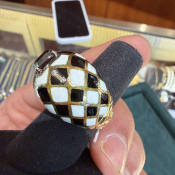 GIA Certified 1.38 Carat Fancy Orangy Brown Diamond Enamel 18K Gold Dome Ring – Assay Jewelers
