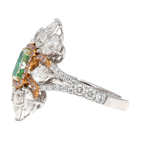 Bague en diamant taille radiant de 1,39 carat, jaune verdâtre intense fantaisie, certifiée GIA