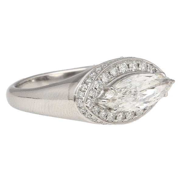 GIA Certified 1.5 Carat Marquise Cut Diamond Men's Pinky Ring