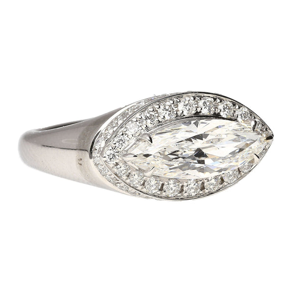 GIA Certified 1.5 Carat Marquise Cut Diamond Men's Pinky Ring