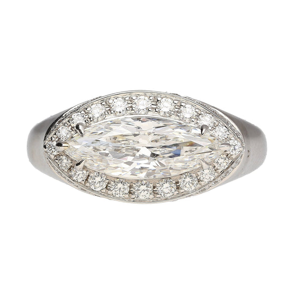 GIA Certified 1.5 Carat Marquise Cut Diamond Men's Pinky Ring
