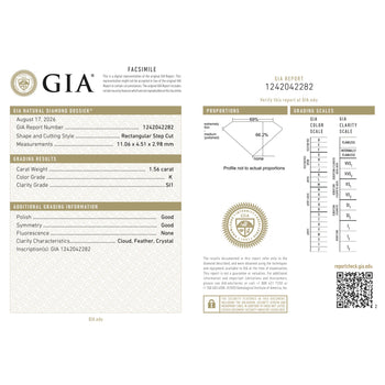 GIA Certified 1.56 Carat Long Emerald Cut Diamond Vintage Art Deco Platinum Ring – Assay Jewelers