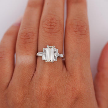 GIA Certified 1.56 Carat Long Emerald Cut Diamond Vintage Art Deco Platinum Ring – Assay Jewelers
