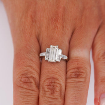 GIA Certified 1.56 Carat Long Emerald Cut Diamond Vintage Art Deco Platinum Ring – Assay Jewelers