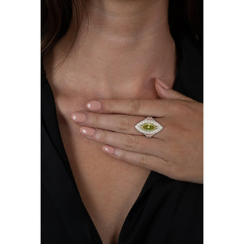 Ring certificato GIA con diamante taglio marquise da 1.92 carat, marrone verdastro giallo – Assay Jewelers