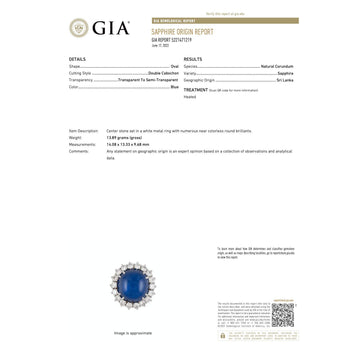 GIA Certified 25 Carat Cabochon Blue Sapphire & Diamond Halo Ring in Platinum – Assay Jewelers