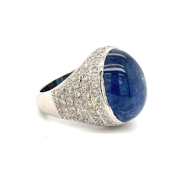 GIA Certified 26 Carat Cabochon-Cut Blue Sapphire Cocktail Ring – Assay Jewelers