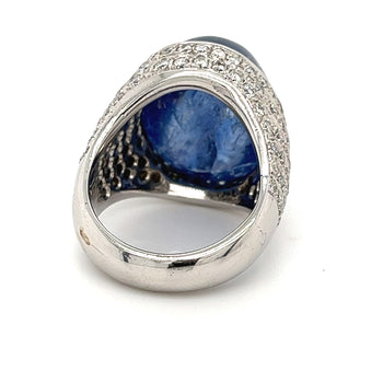 GIA Certified 26 Carat Cabochon-Cut Blue Sapphire Cocktail Ring – Assay Jewelers