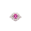 GIA Certified 2.4 Carat No Heat Pink Sapphire & Briolette Diamond Platinum Ring