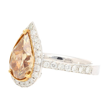GIA Certified 2.53 Carat Pear Cut Brown Diamond Halo Pave Engagement Ring – Assay Jewelers