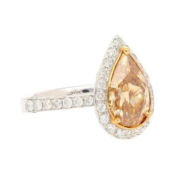 GIA Certified 2.53 Carat Pear Cut Brown Diamond Halo Pave Engagement Ring – Assay Jewelers