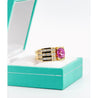 GIA Certified 2.77 Carat Oval Cut Pink Sapphire Square Shape Ring in Half Bezel and Channel Setting