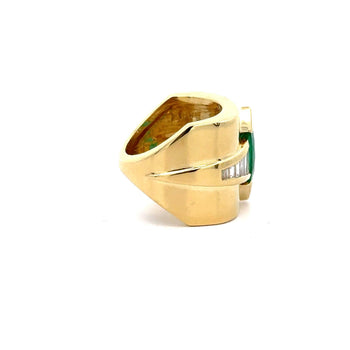 Bague Anciens en or 18K, émeraude marquise 5 carats et diamants baguette en sertissage canal – Assay Jewelers