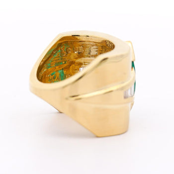 Bague Anciens en or 18K, émeraude marquise 5 carats et diamants baguette en sertissage canal – Assay Jewelers