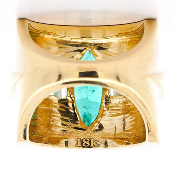 Bague Anciens en or 18K, émeraude marquise 5 carats et diamants baguette en sertissage canal – Assay Jewelers