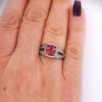 GIA Certified 3 Carat No Heat Red Spinel & Diamond Cocktail Platinum Ring – Assay Jewelers