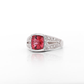 GIA Certified 3 Carat No Heat Red Spinel & Diamond Cocktail Platinum Ring – Assay Jewelers