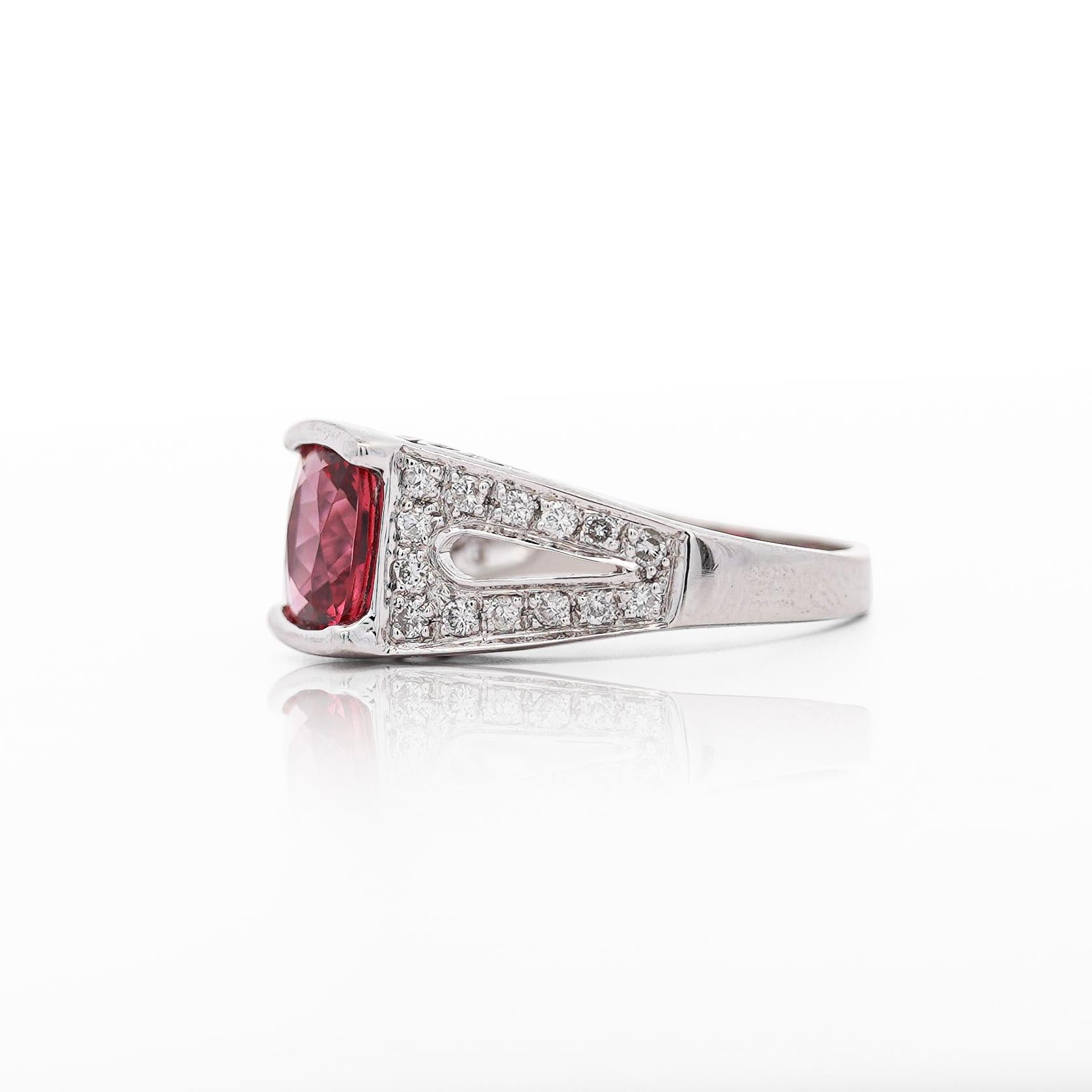GIA Certified 3 Carat No Heat Red Spinel & Diamond Cocktail Platinum Ring