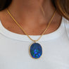 GIA Certified 35 Carat Marcus & Co Australian Black Opal in 18K Gold Pendant