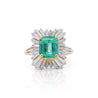GIA Certified 3.07 Carat Colombian Emerald & Diamond Platinum Ballerina Ring